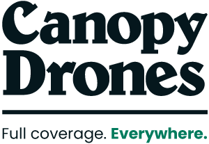 Canopy Drones logo saying Full Coverage. Everywhere.